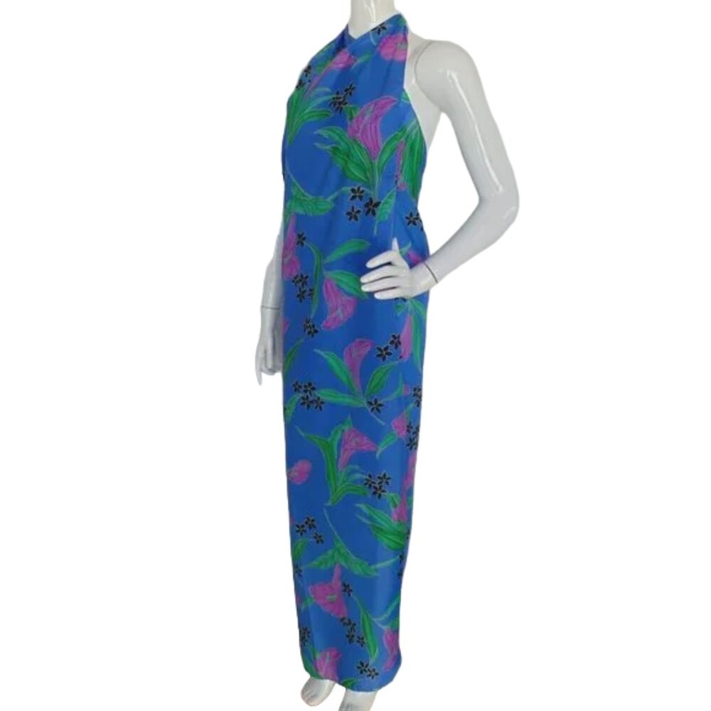 Vintage HILO HATTIE True Wrap/Sarong/Pareo, OS, Blue Floral, Maxi/Floor length - Picture 3 of 11